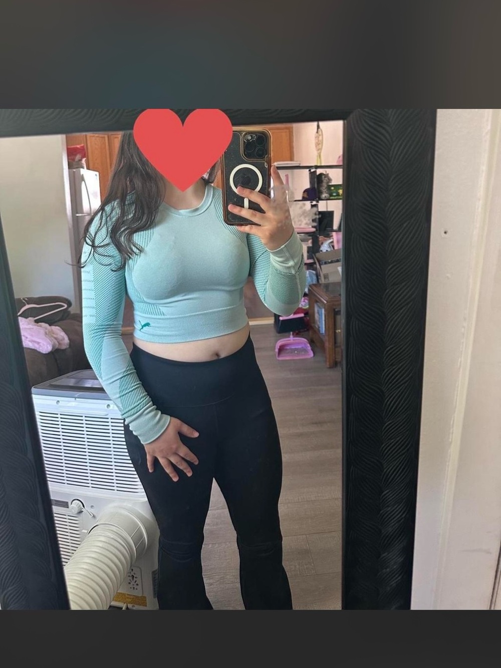 Puma Mint Long-Sleeve active wear crop top